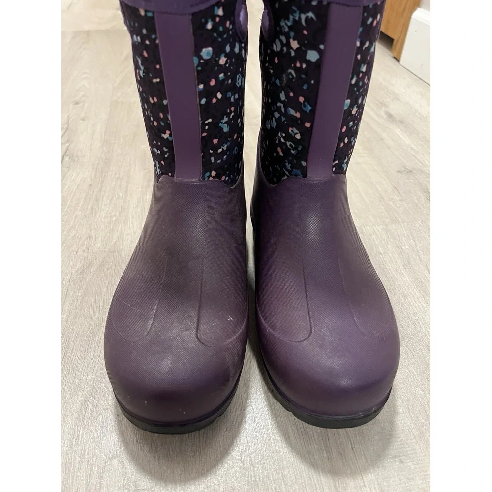 Bogs Neo Classic Rain Winter Boots Kids Youth Size 4 Purple Confetti Waterproof